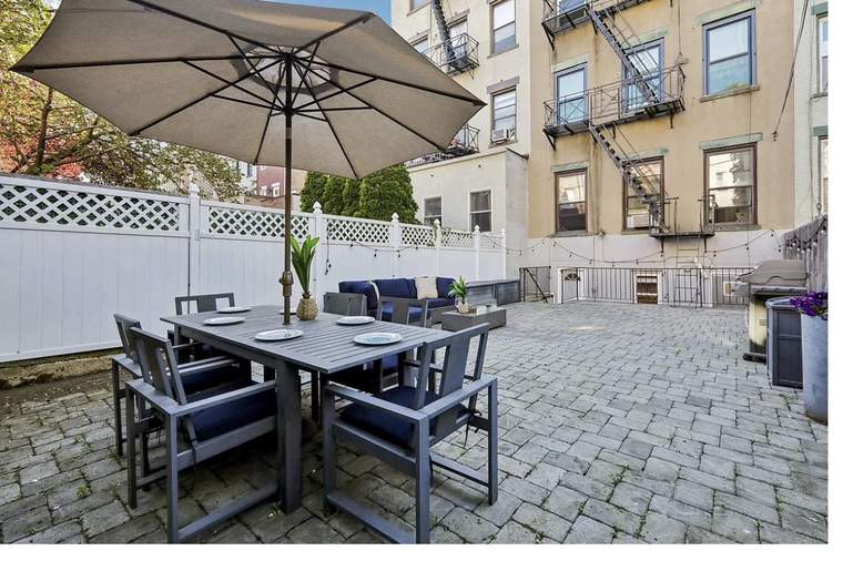 Patio with string lights